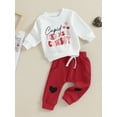 thumbnail image 3 of Suealasg Toddler Baby Boy Valentine's Day Clothes 3M 6M 9M 12M 18M 24M Infant Long Sleeve Letter Print Sweatshirt Elastic Waist Pants 2PCS Casual Spring Tracksuit Outfits for Newborn Boy, 3 of 9