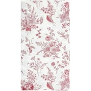 100 Floral Guest Napkins Red White Toile Disposable Paper Napkins Flower Bathroom Hand Towels for Tea Party Christmas Bridal Baby Shower Party Supplies (Red)