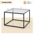 27.5" Square Coffee Table Tempered Glass Center Table w/Metal Frame
