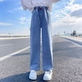 thumbnail image 6 of EnJoCho Girls 2026 Straight Jeans Kids Summer Versatile Y2𝗄 Elastic Waist Wide Leg Denim Pants Hi𝗉 Hop Fall Tween Trousers Girls High Waist Wide Leg Jeans, 6 of 8