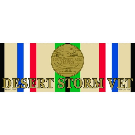 Desert Storm Medals - Desert Storm Veteran Ribbon & Medal Bumper Sticker 3-1/4
