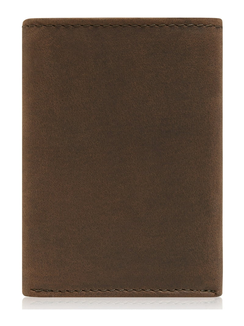 STARHIDE Men's Slim Genuine Leather Trifold Wallet - RFID Blocking, ID Holder, Gift Boxed, Brown & Cream