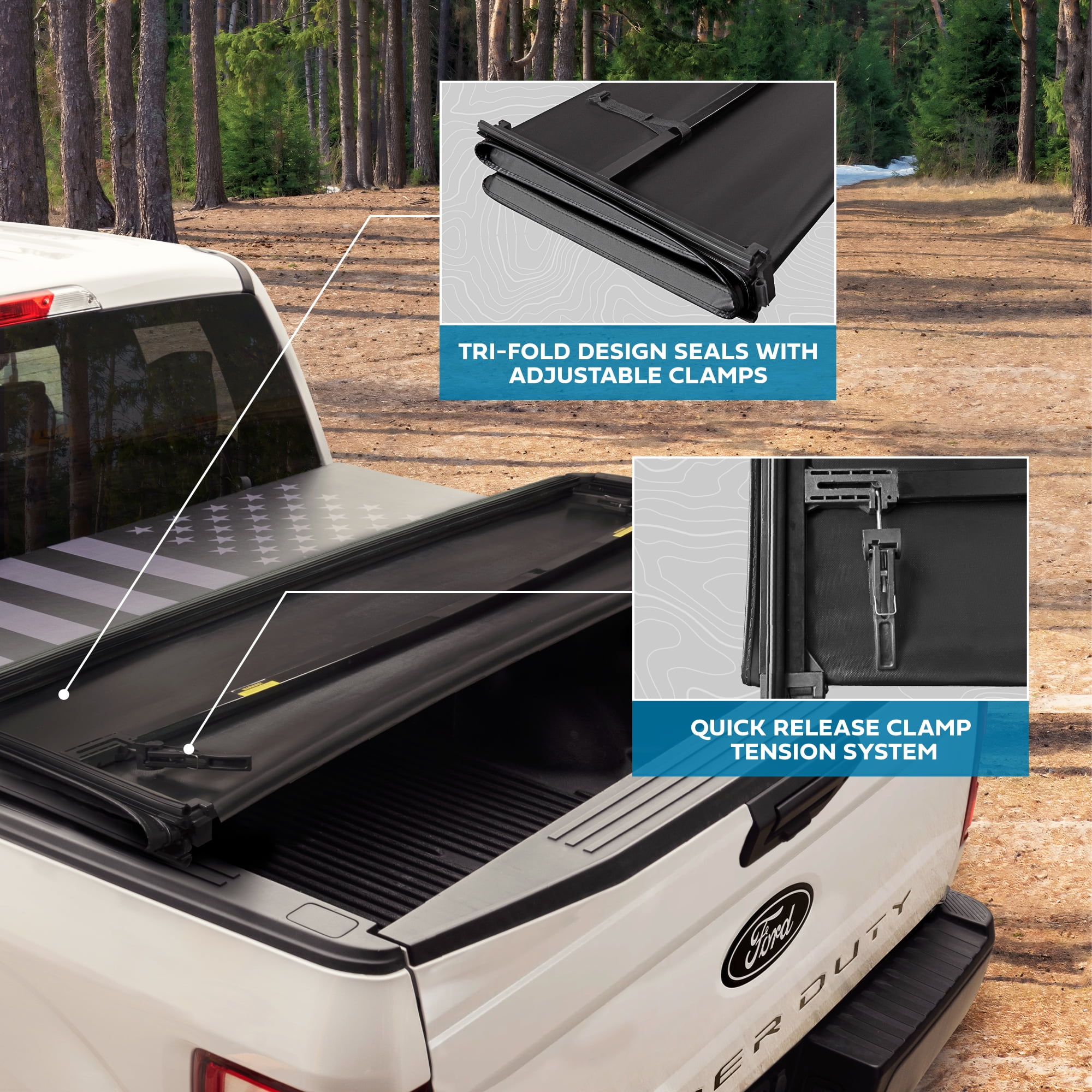MotorBox Truck Tonneau Cover for Ford F-250 F-350 Super Duty 2017-2024 / F-350 with 6.8 ft Bed Length