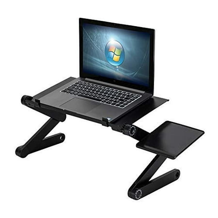 Adjustable Notebook Computer Stand Laptop Desk Portable Home Use Executive Office Assembled Folding Table Light Weight Ergonomic TV Bed Lap Tray with Mouse Pad and Fan(Computer