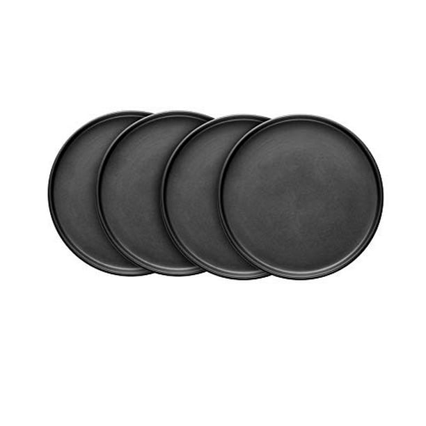 Stone Lain Coupe Stoneware Set of 4, Dinner Plates, Black Matte