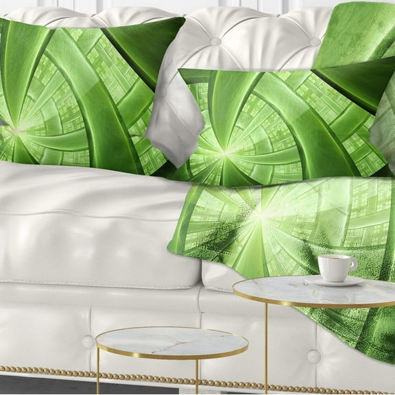 Designart Green Fractal Exotic Plant Stems - Abstract Throw Pillow - 12x20
