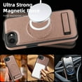 thumbnail image 5 of ELEHOLD Leather Case For iPhone 16e Magnetic Shockproof Cover, Mag Safe Compatibl, with Invisible Magnet Kickstand, Rosegold, 5 of 8