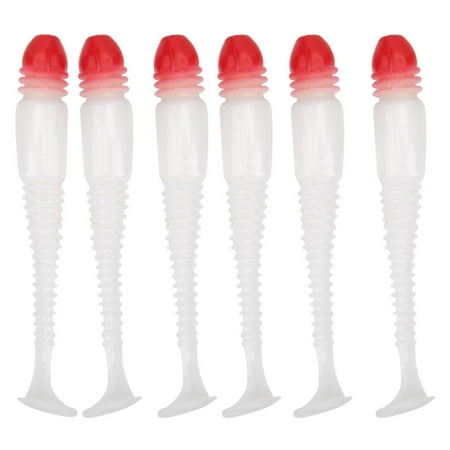 12pcs Soft Silicone Fishing Lure Shrimp Smell False Fishing Lure Artificial Baits SwimbaitRed Head White Body