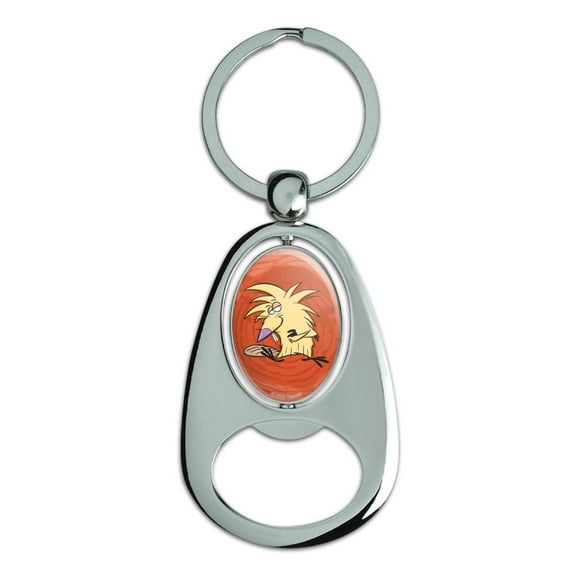 Angry Beavers Norbert Keychain Chrome Metal Spinning Oval Bottle Opener