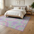 thumbnail image 3 of ODIKA 6'x9' Washable Area Rug Non-Slip, Chair-Friendly, Pink Dye Mermaid Galaxy Shaped Tie Kawaii Heart Motif with Rainbow Stars Design for Dining Room, Under Table, Office Décor, 3 of 7