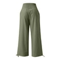 thumbnail image 4 of Womens Linen Pants 2025 Summer Casual Loose Wide Leg Palazzo Pants Smocked High Waist Flowy Beach Trousers Outfits, 4 of 5