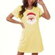 thumbnail image 1 of Camisón corto navideño para mujer, talla grande, cuello redondo, manga corta, estampado en el pecho, vestido de noche para mujer, 1 of 3