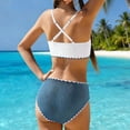 thumbnail image 5 of Girls Swimsuit 7-16Y Girls High Waisted Bikini Sets Sport Two Piece Swimsuit Solid Color Ribbed Bathing Suit with Pockets, 5 of 6