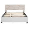 thumbnail image 5 of Bellemave Queen Size Bed with Trundle and 2 Storage Drawers, Upholstered Platform Beds with Brick Pattern Headboard, Linen Fabric, No Box Spring Needed（Beige), 5 of 8