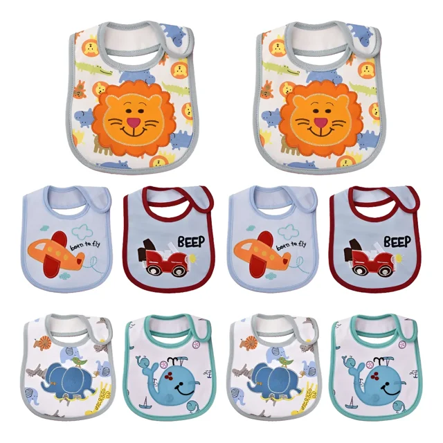 Juego De 10 Baberos Impermeables Para Bebe Unisex Color Azul