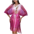 thumbnail image 2 of qelini Beach Cover up for Women Sheer Sarong Cover Up Solid Color Beach Vacation Summer Tunic Swimsuit Cover Up, 2 of 6
