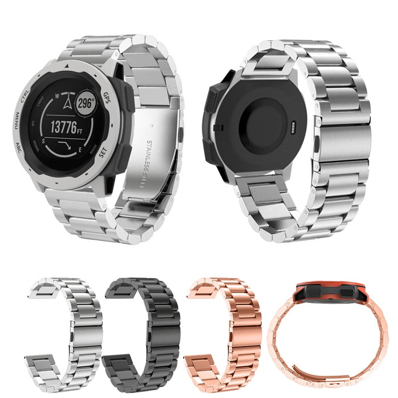 Quick Release Easy Fit 22mm Solid Stainless Steel Metal Bands Compatible  for Garmin Instinct - Walmart.com