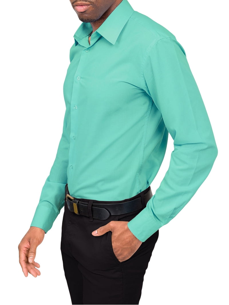 aqua green dress shirt Aqua Green Color Lyocell Cotton Shirt For Men – Punekar Cotton main image 0