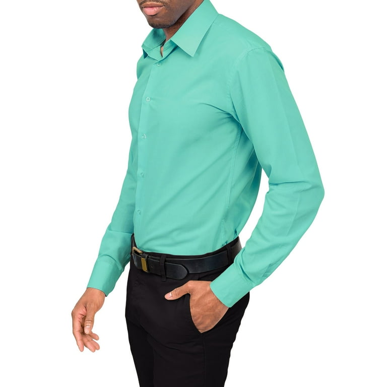 GELTDN Striped Long Sleeve Slim Fit Men Shirt Streetwear Social Dress  Shirts Mens Jersey (Color : Green, Size : XL Code)