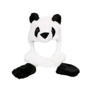 Winter Soft Animal Panda Hat with Mittens Unisex Cartoon Panda Hats
