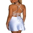 thumbnail image 3 of EIMELI Femmes Bretelles Spaghetti Robe Bodycon Sans Manches Ruché Imprimé Dos Nu Mini Robes Parti Clubwear, 3 of 6