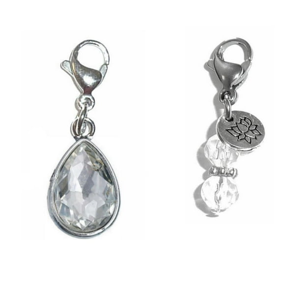Birthstone Charms For Bracelets, Necklaces, Purse or Bag Charms, Easy To Clip On Anywhere - April Birthstone Charm