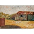 thumbnail image 2 of Tadeusz Makowski 14x11 Black Ornate Wood Framed Double Matted Museum Art Print Titled: Rural Farmstead with a White Foal (1931), 2 of 5