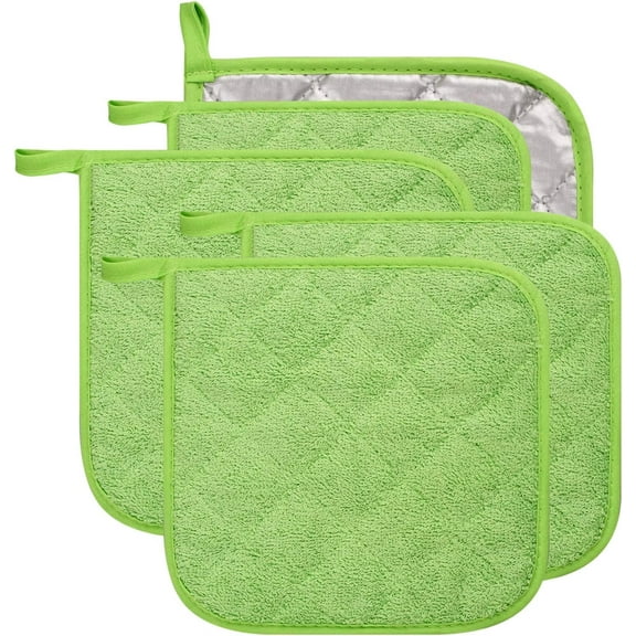 100% Cotton Kitchen Everyday Basic Terry Pot Holder Heat Resistant Coaster Potholder for Cooking and Baking Set of 5 Wine
