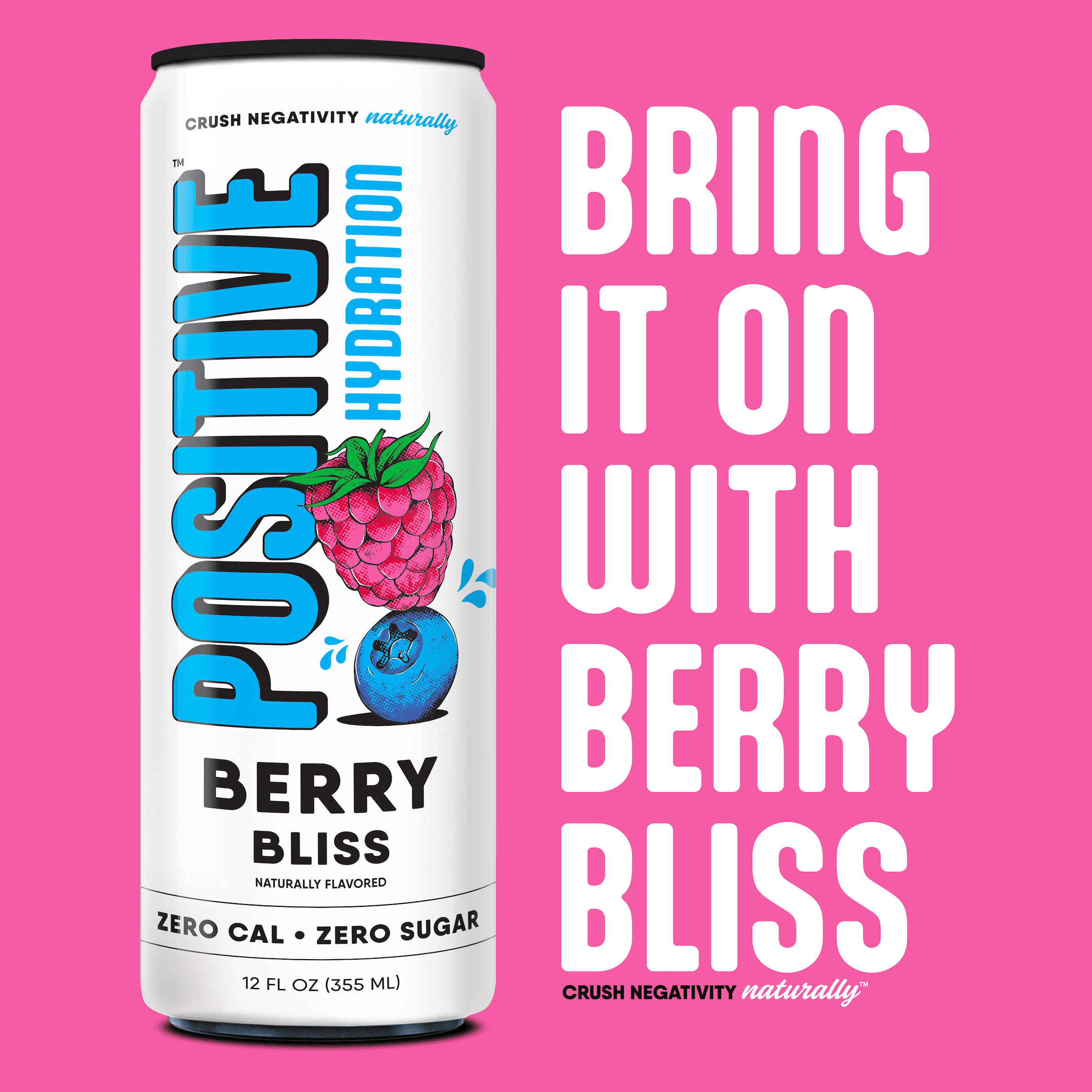 Positive Hydration Electrolyte & Vitamin Drink 3-Flavor Variety Pack Zero Calorie, Caffeine-Free, 12-oz, Pack of 12