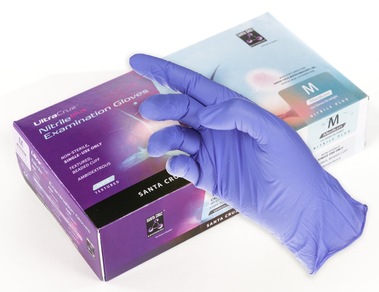 UltraCruz Nitrile Plus Gloves, Medium, 100 per Box, Powder Free, Latex Free