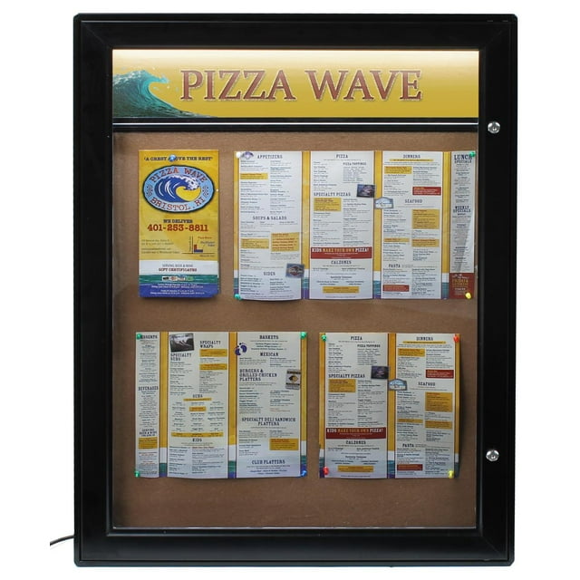 Enclosed Bulletin Board with Header Bar, Locking SwingOpen Door, 26x36 Window, Rubber Gasket