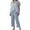 Sky Blue, variant on Michellecmm Women’s 2 Piece Pajama Set Short Sleeve Plaid Print Button Up Shirt   Ruffle Pants Set Sleepwear Loungewear