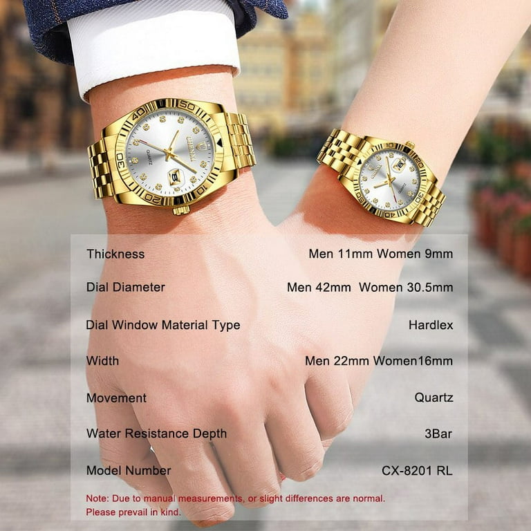 CHENXI Brand Couple Watches Quartz Lovers Wristwatches For Men Women Gold Luxury Stainless Steel Watch Calendar Reloj Hombre