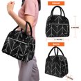 thumbnail image 4 of OPUX Insulated Lunch Box Women, Lunch Bag Tote Girls Kids Teen Adult, Cute Soft Lunch Cooler Container Work School, Reusable Thermal Food Meal Prep Organizer Lunch Pail Travel Beach, Black Chevron, 4 of 8