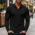 thumbnail image 2 of SeCaotees Men Long Sleeve Henley Polo Shirts Button Placket Striped Cuff Detail Muscle Fit Soft Knit For Leisure And Weekend Outing Tops Black,XL, 2 of 6