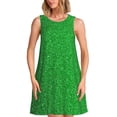 thumbnail image 1 of Disketp Green Sparkling Shiny para Vestido sin Mangas para Mujeres, Vestidos de Verano para Mujeres, Casual y Holgado para la Playa, 1 of 7