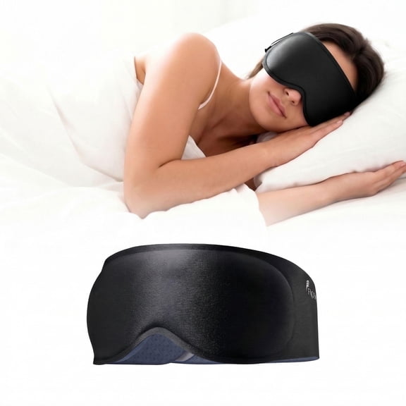 FACEMOON 3D Contoured Blackout Sleep Mask Weighted for Men and Women Peaceful Night's Sleep Soft Memory Foam Zero Eye Pressure Work From Home Black