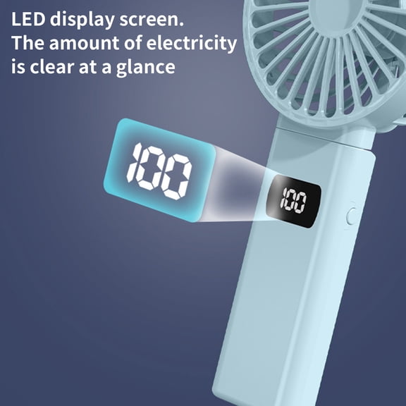 Hwkond Handheld Fan Digital Display Folding Fan USB 5-speed Rechargeable Small Fan Portable Handheld Fan on Clearance