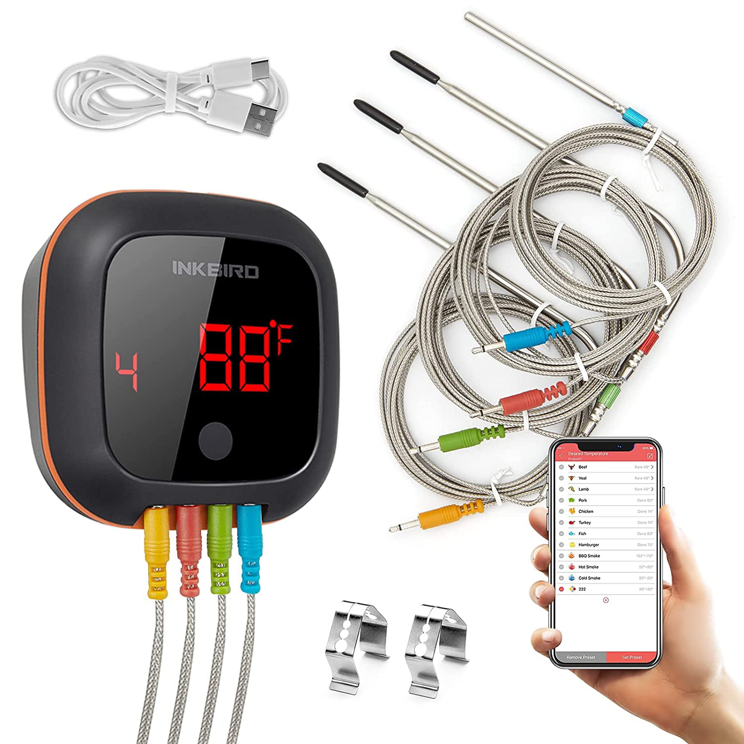 Inkbird Wireless Grilling Temperature Thermometer Smoker Cooking Timer Control 