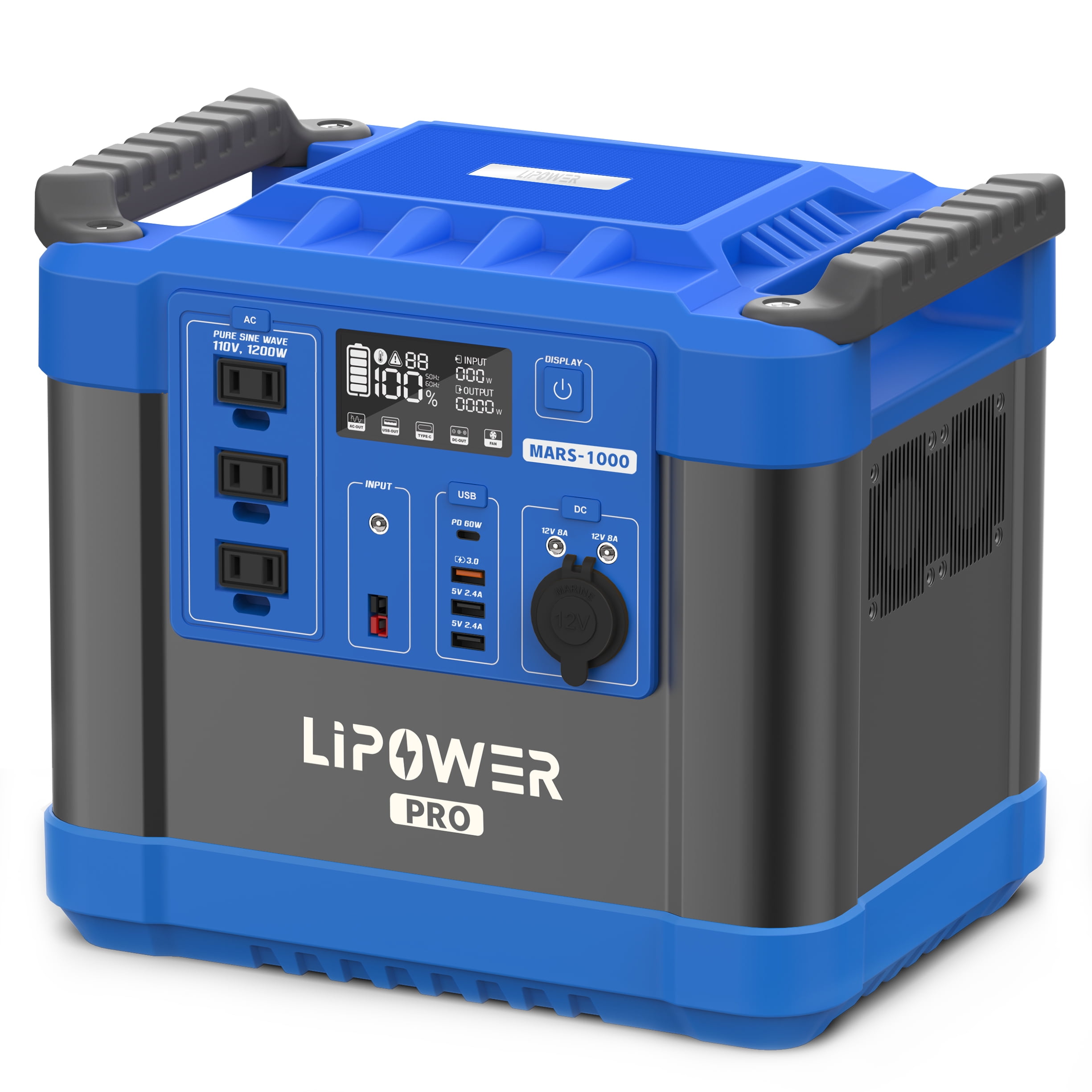 LIPOWER 1200W Portable Power Station, 1120Wh Peak 2000W LiFePO4 Battery