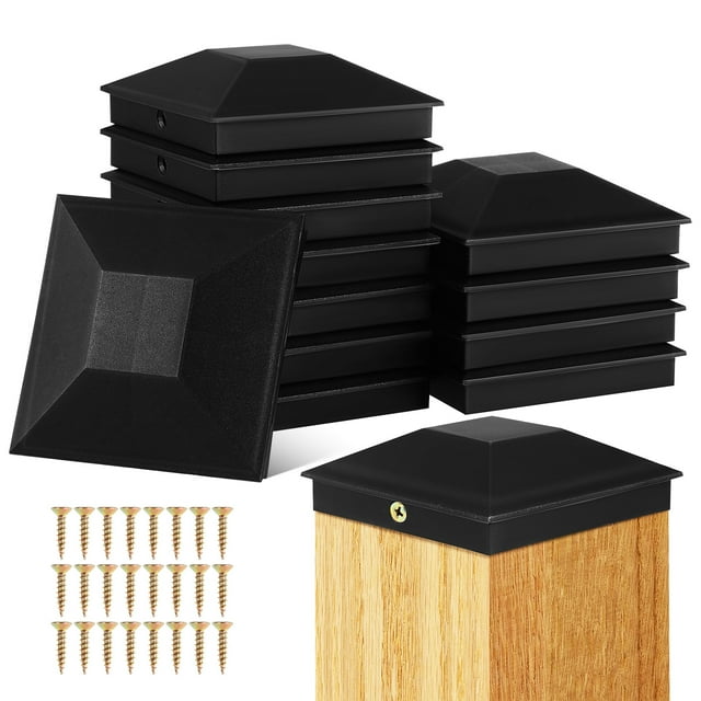 12 tapas para postes de cerca, cubiertas para postes de exterior, tapas para postes de barandilla, protectores para postes de cerca, herramientas de cercado con tornillos