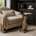 thumbnail image 5 of Leopard Side Table with Glass Top | Decorative Sculptural End Table | Aluminum Base | Gold Accent Table for Living Room | 18x18x23", 5 of 8