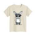 thumbnail image 4 of Girls Clothes under $5.00 Short Sleeve Round Neck Rabbit Printed Exercise Pattern Loose T-shirt 2-13Y Beige 5-6Years, 4 of 4