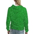 thumbnail image 7 of Uemuo Green Sparkling Shiny Pattern Women's Hoodie with Eye-catching Drawstrings- Casual Pullover Hoodie with Kangaroo Pocket, Stylish Hooded Sweatshirt-Small, 7 of 7