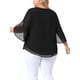 thumbnail image 3 of Blusas de verano casuales de gasa para mujer de tallas grandes Agnes Orinda, con cuello redondo y mangas 3/4, color negro, talla 1X, 3 of 6