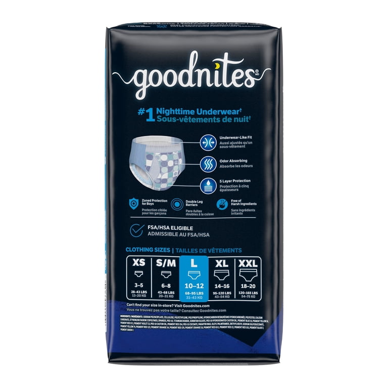 GoodNites NightTime Youth Absorbent Underwear for Bed Wetting