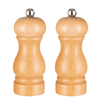 Manual Refillable Solid oak Wood Salt Shaker and Pepper Grinder Spice Mill Set Ceramic Rotor Steel Core with Strong Adjustable Coarseness (Set of 2, oak )