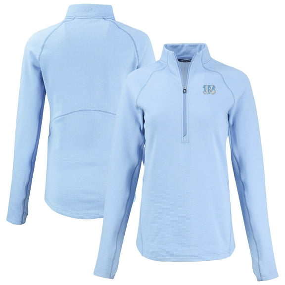 Women's Cutter & Buck  Powder Blue Cincinnati Bengals Peshastin Eco Fleece Recycled Half-Zip Top