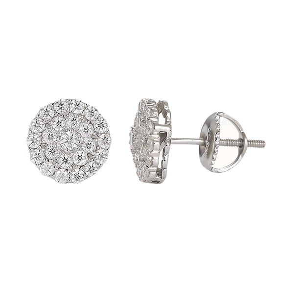 KIJ 0.56 Carat Round Moissanite Stud Earrings,Rhodium Plated 925 Sterling Silver Hypoallergenic VVS1 Simulated Diamond Gra Certified Gifts for Men Women