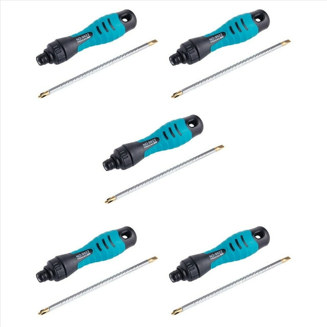 5X 2 en 1 Juego de Destornilladores de Carraca de Precision Ajustable Brocas Destornillador Magnetico Ranurados de Dos Vias